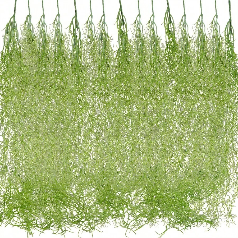 6pcs Artificial Green Moss Spanish Moss Potted Plant Hanging Moss Flower Garland Suitable For Indoor And Outdoor Crafts Decoration - Multicolor - View 1
