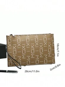 简单时尚手拿包适合女士日常使用和旅行钱包手提包腕包工作夏季随身携带实用大容量礼物个性化礼物男士男朋友爸爸丈夫父亲节礼物新生书籍返校多功能宿舍大学通勤便携 - 卡其色 - 查看 5