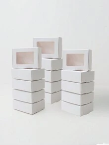 10pcs Paper Gift Box For Cookies, Chocolate With Window, Soap Box For Party, Snack Packaging Box Gift Bag Party Kitchen - Paper - View 8