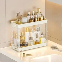 2-Tier Bathroom Countertop Organizer, Cosmetic Storage Rack & Skincare Box, Dressing Table Organizer For Makeup & Perfume, Coffee Station Storage Box - Multicolor - View 7