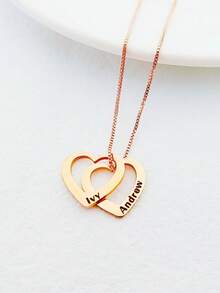 Collar de corazón con nombres de familia personalizados para madre, collares con nombres personalizados para mamá, regalo de collar de corazón personalizado para ella - Oro rosa - Ver 3