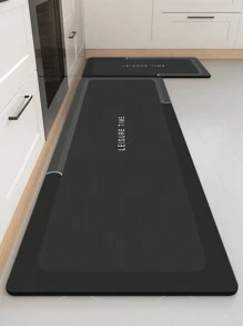 Una alfombrilla de cocina de gel de sílice con diseño de marco gris y negro, antifatiga, antideslizante, absorbente, de secado rápido, adecuada para cocina, baño, lavandería, entrada, etc., decoración de habitación