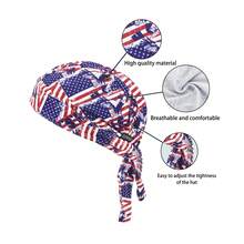 美國國旗帽Doo Rags摩托車頭巾男士國旗帽頭巾硬帽頭盔襯墊自行車冷卻露水布男女皆宜 - 美國國旗 A - 查看 2