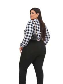 Plus Size Blouses - 黑與白 - 查看 2