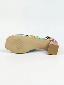 New Style Women's Rainbow Color Peep-Toe Short Boots Vacation Style High Heel Boots For Dating - Multicolor - View 8