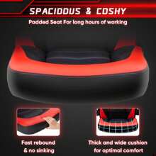 Sweetcrispy Big And Tall Office Desk Leather Gaming Computer Chair With Adjustable Swivel Task And Flip-Up Arms For Adults - 紅色 - 查看 3