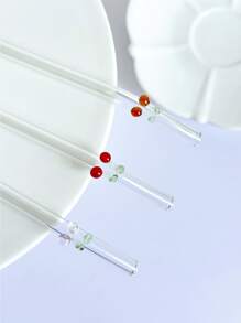 1pc Christmas Tree Shaped Reusable Glass Straw, Transparent For Smoothie, Milkshake, Cocktail, Cold Beverage, Christmas Party Decoration - Christmas Glass Straws - View 3