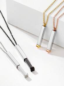 Collar de barra cuadrada personalizado con nombre grabado, joyería de acero inoxidable para mujeres y regalo familiar