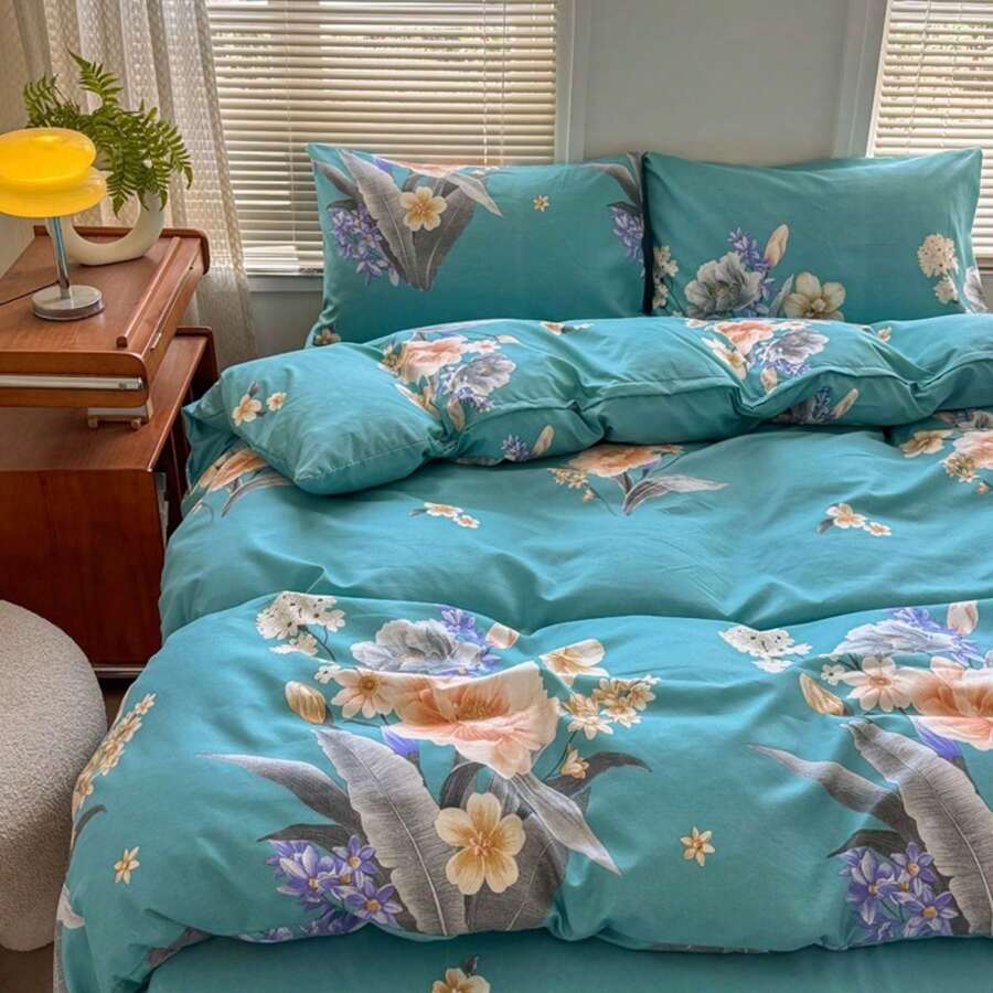 Set de funda nórdica de poliéster impreso de 3 piezas que incluye 1 funda nórdica y 2 fundas de almohada, sin relleno, cómodo y suave, adecuado para cama tamaño Queen/King/Individual