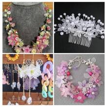 200 hạt hoa Acrylic mờ trong suốt có 5 cánh dùng làm vòng tay và phụ kiện trang sức ngày lễ tình nhân - trắng - Xem 8