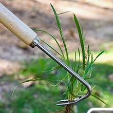1 Piece Horticultural Weeding, Double Hook Weeding Machine With V-Shaped Tool And Solid Wood Handle - For Garden Weeding - Silver - View 1