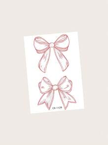 1pc Water-Resistant, Sweat-Resistant, Non-Reflective Temporary Tattoo Sticker, Bowknot Design, Suitable For Daily Use By Innocent Young Girls - Multicolor - View 4