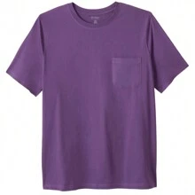 KingSize Men's Big & Tall Shrink-Less Lightweight Pocket Crewneck T-Shirt - 復古紫 - 查看 1