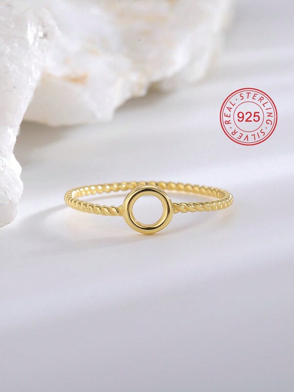 Artepollo 1 pièce Bague tressée à motif circulaire en argent 925 à faible allergène, emballée dans une boîte cadeau, convient comme cadeau de fête/anniversaire pour les adolescents et les amis