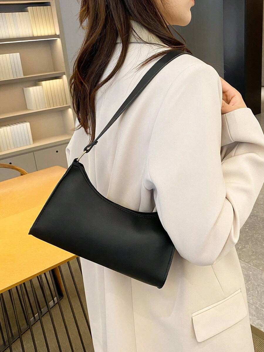 Simple Lightweight Shoulder Bag In Multiple Colors - Black - View 1