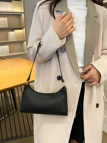 Simple Lightweight Shoulder Bag In Multiple Colors - Black - View 3