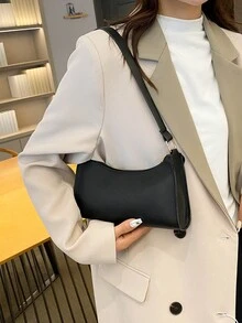 Simple Lightweight Shoulder Bag In Multiple Colors - Black - View 4