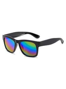 1pc New Spring/Summer Children's Black Frame Multi-Color Lens Fashion Glasses, Suitable For Outdoor Use - Multicolor - View 7