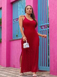 Women Sweater Dresses - Đỏ - Xem 4