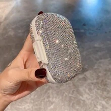1 pieza Caja portátil de pastillas brillantes y dulces, mini caja de almacenamiento de pastillas y joyas pequeñas de 7 días