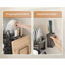 Gran rejilla de secado de platos para encimera de cocina, organizador desmontable de gran capacidad para escurridor de platos con soporte para utensilios, rejilla de secado de platos de 2 niveles con tabla de drenaje, negro, almacenamiento y organización de cocina, organizador, decoración