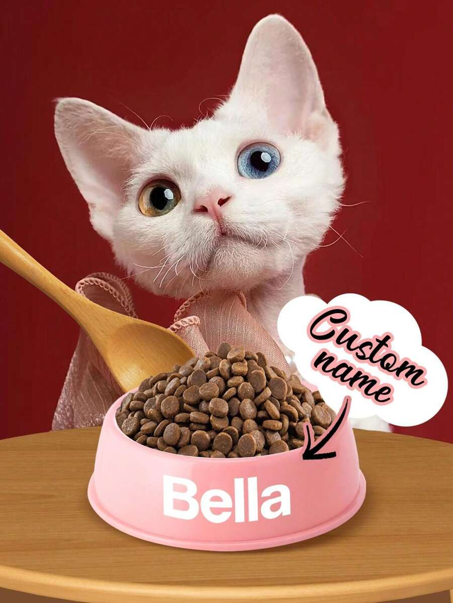 1pc Custom Cat Photo Bowls, Personalized Pet Water Bowl, Custom Cat Photo Bowl With Name, Custom Dog Bowl, Personalized Dog Food Bowl With Name, Dog Gift, Cat Gift, Gift For Dog Lover Ornamental Stylish,Colorful,Cute,Contracted,Cuties Unique,Customized Christmas Decor,Treasure Finds,Home Goods Ideal Gifts For Him Her,Family,Friends,Pet Lovers,Pet For Anniversaries,For Birthdays,For Christmas,For Housewarming,For Fall/Autumn/Winter - Pink - View 1