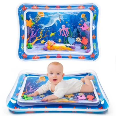 1pc  Inflatable Water Mat For Infants And Toddlers  - Fun Activity Center For Tummy Time And Stimulation Growth, Children's Cartoon Inflatable Crawling Mat,Christmas, Halloween, Thanksgiving Gift