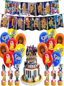 Set Of 16 Sing Buster Johnny Movie Latex Balloons Party And Decoration - Multicolor - View 2