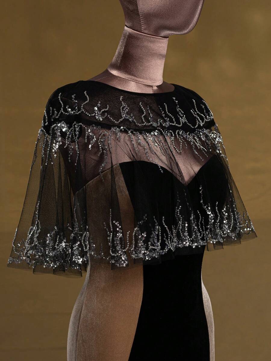 shawl attached to dress