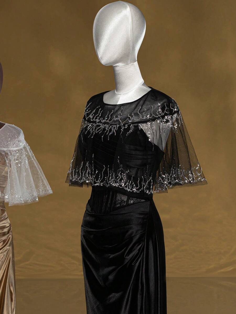 shawl attached to dress