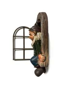 花園吊墜，攀爬小矮人樹脂工藝飾品室外園藝裝飾雕像藝術品，三維掛飾裝飾，適用於花園或窗戶 - 彩色 - 查看 5