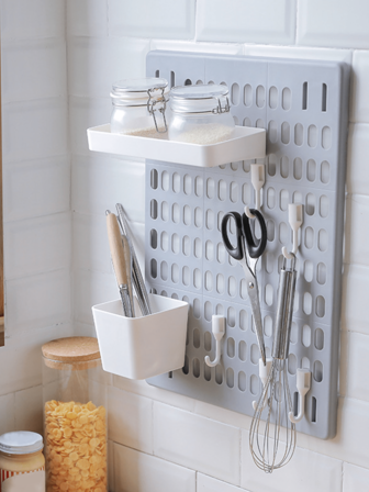 1pc/5pcs No-Drilling Multifunctional Pegboard Storage Shelf For Home - Wall-Mounted Organizer For Dorm, Bathroom, Kitchen - PS Material Desk Organizer For Keys, Stationery, Umbrellas