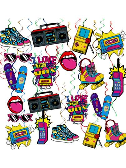 20 Stück 80er 90er Jahre Themen Party Dekorationen, bunte Hip-Hop Throwback Geburtstags Party hängende Spiralen für die Decke, 80er 90er Jahre Party Deko für Erwachsene, Rock, Hippie, Disco, Retro Party Zubehör, Weihnachten