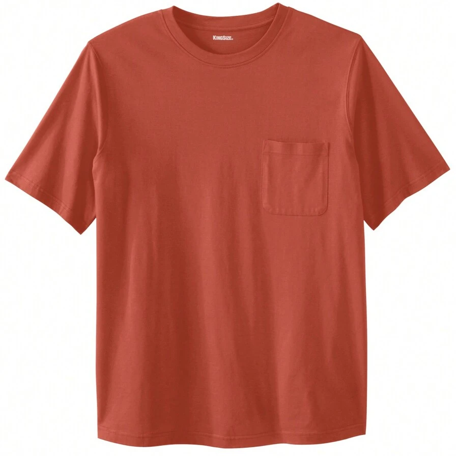 KingSize Men's Big & Tall Shrink-Less Lightweight Pocket Crewneck T-Shirt - 磚 - 查看 1