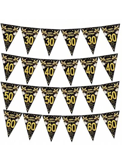 1pc Happy Birthday Paper Banners 18 21 30 40 50 60 70 80 90