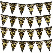1pc Happy Birthday Paper Banners 18 21 30 40 50 60 70 80 90 Year Birthday Party Decorations Adult Black Gold Anniversary Party Supplies Photo Props ﻿,Christmas - Multicolor - View 2