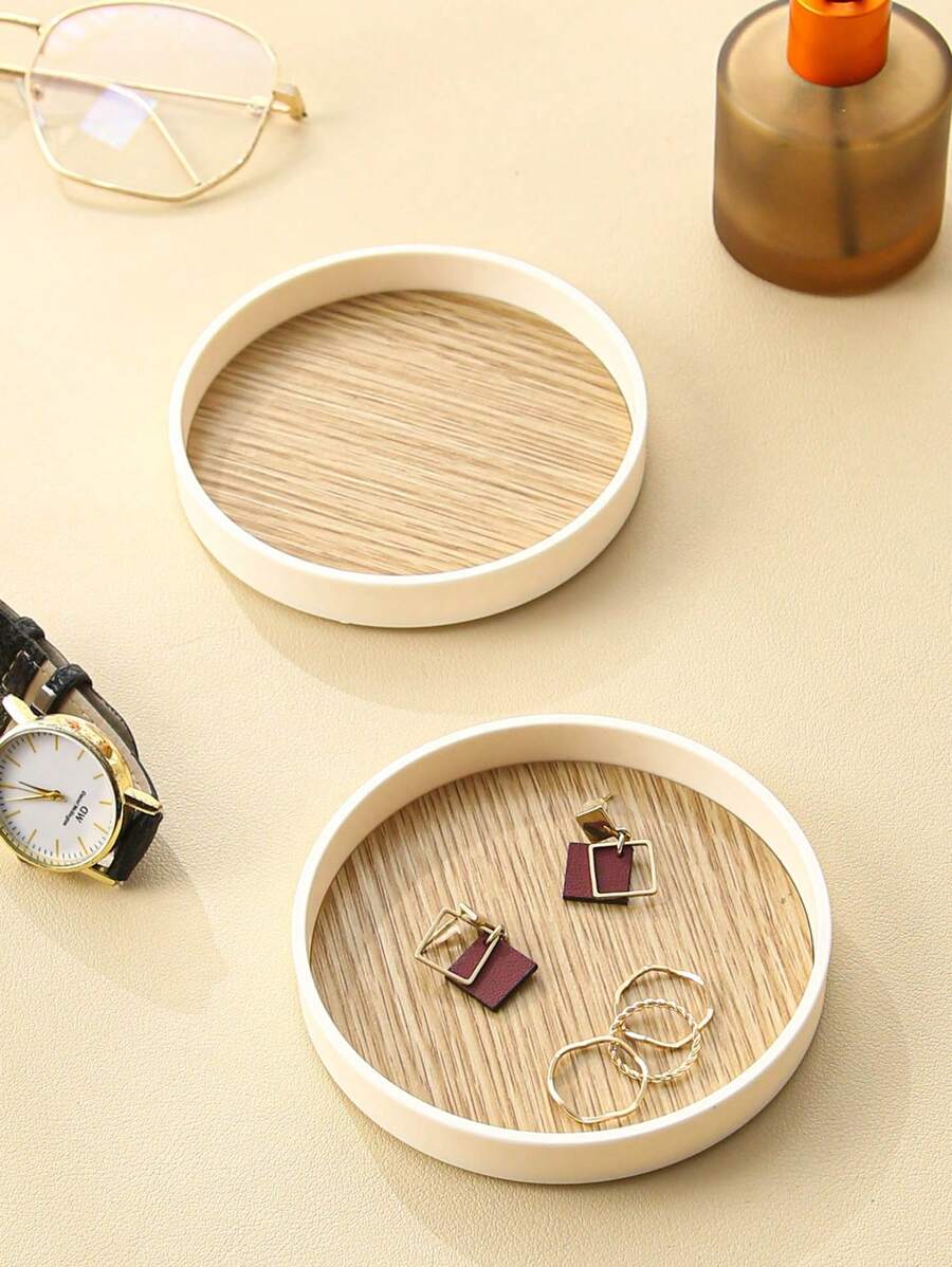 1pc Round Creative Jewelry Tray, PP Jewelry Storage Tray For Household, Gift For Valentine's Day - Apricot - View 1