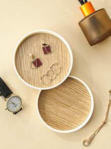 1pc Round Creative Jewelry Tray, PP Jewelry Storage Tray For Household, Gift For Valentine's Day - Apricot - View 2