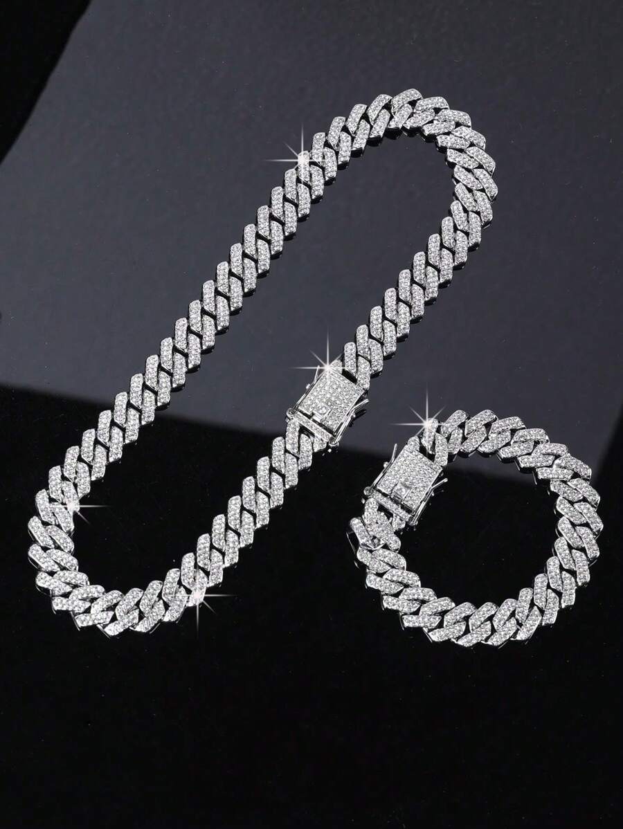 CVNANA 1 Miếng Đúng mốt Hip-hop Rock Phong cách Đồ trang trí Rhinestone Màu bạc Dây chuyền Cho nam giới ; Tuyệt vời Như Bạn trai Quà sinh nhật