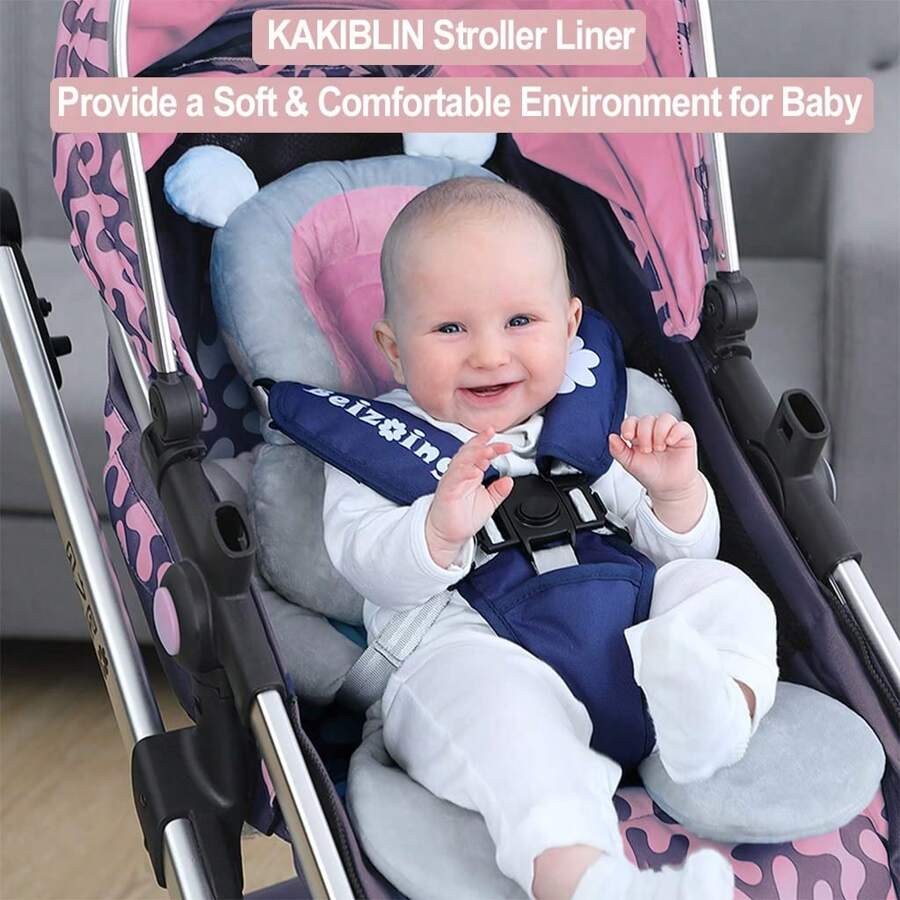 KAKIBLIN 2 In 1 Pink Baby Car Seat Insert Newborn Head And Body Support Pillow Toddler Stroller Cushion For Baby