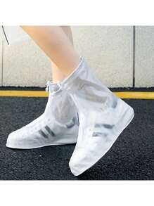 2pcs Zipper PVC Rain Shoe Covers (Please Order One Or Two Sizes Up From Your Normal Shoe Size) Anti-Slip Thick-Soled Rain Shoe Covers, Unisex Outdoor Travel Waterproof Slip-Resistant Overshoes, Back To School Supplies