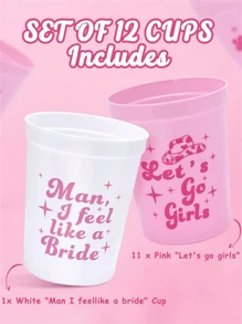 12pcs Bachelorette Party Cups, 16oz Reusable Plastic Cups Cowgirl Bridal Shower 70s Theme Retro Bachelorette Party Favors Decorations,Christmas