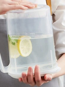 Fridge Jug With Lid, 1800ml Plastic Juice Pitcher, Tea Storage Pot ,Leak Proof Beverage Handle, Door Water Jug, Hot Cold Carafe, Fruit Infuser Ice Tea For Juice, Water, Beer ,Tea And Beverage Storage Pots Suitable For Outdoor Sports - White - View 4