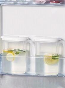 Fridge Jug With Lid, 1800ml Plastic Juice Pitcher, Tea Storage Pot ,Leak Proof Beverage Handle, Door Water Jug, Hot Cold Carafe, Fruit Infuser Ice Tea For Juice, Water, Beer ,Tea And Beverage Storage Pots Suitable For Outdoor Sports - White - View 5