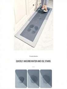 Una alfombrilla de cocina de gel de sílice con diseño de marco gris y negro, antifatiga, antideslizante, absorbente, de secado rápido, adecuada para cocina, baño, lavandería, entrada, etc., decoración de habitación
