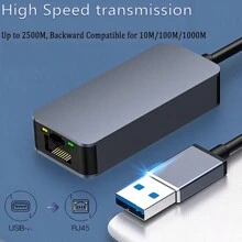 USB-A 2.5G Ethernet Adapter USB 3.0 To RJ45 2500Mbps LAN Network Adapter RTL8156B For  OS Windows 7/8/10/11 Linux Backward Compatible With 2500/1000/100Mbps Ideal For Gaming PC Laptop Tablets(USB A - RJ45) - 2500Mbps USB 3.0 - View 3