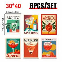 6pcs/Set Cartoon Canvas Print Posters, Juice Mojito Canvas Wall Art, Wall Decor For Living Room, Bedroom, Bathroom, Office, Hallway, Kitchen, Unframed - Multicolor - View 12