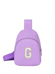 1 件女孩字母印花可爱肩带包，斜挎包，适合日常使用、户外、旅行、徒步旅行、便携、理想礼物 - 紫色 - 查看 25