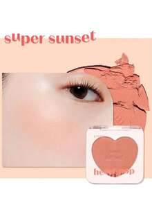 ETUDE Heart Pop 腮红 #Super Sunset，天鹅绒粉质，云朵腮红效果，轻盈如第二层肌肤，万无一失的渐变色，纤薄包装，玻璃肌妆容，K-Beauty，韩国彩妆，4g/0.14oz - #Super Sunset - 查看 3