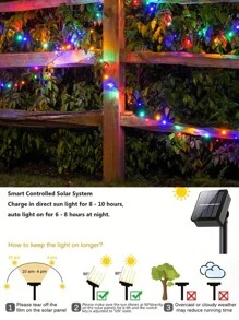 太阳能户外灯 IP65 防水太阳能灯，超亮户外太阳能灯，带 8 种照明模式，适用于派对花园庭院家庭节日树装饰照明，防水户外照明装饰，适用于花园、露台、阳台、圣诞节、婚礼、派对、万圣节、圣诞节、生日派对、节日、家居装饰 - 多色 - 查看 2